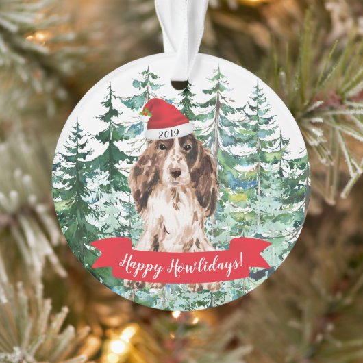Gelukkig Howlidays Bruine Cocker Spaniel Hond Kers Ornament (Boom)