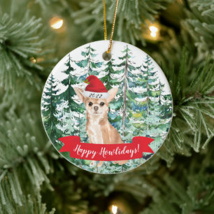Gelukkig Howlidays Chihuahua-hond Kerstornament Keramisch Ornament