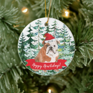 Gelukkig Howlidays Engelse Bulldog Hond Kerst Orna Keramisch Ornament