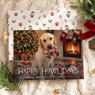 Gelukkig Howlidays Hond Grappige Foto Kerstmis Feestdagenkaart