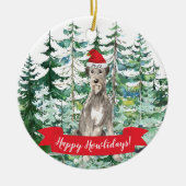 Gelukkig Howlidays Ierse Wolfshond Kerst Ornament (Voorkant)