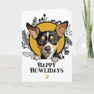 Gelukkig Howlidays Rat Terrier Hond Feestdagen Kaart