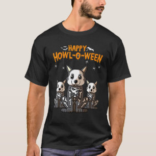 Gelukkig Huil O Ween Welshe Corgi Skelet Hond Hall T-shirt