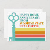 Gelukkig huis jubileum retro gestreept vastgoed briefkaart (Voorkant / Achterkant)