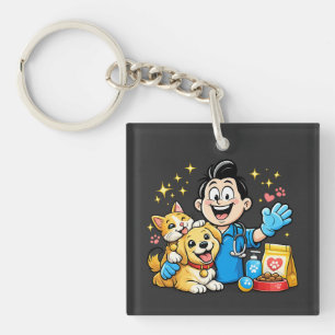 Gelukkig huisdier verzorging mascotte Schattig die Sleutelhanger