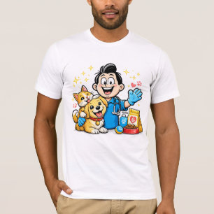 Gelukkig huisdier verzorging mascotte Schattig die T-shirt