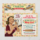 Gelukkig huisvrouw Vrijgezellenfeest uitnodigen /  Kaart (Voorkant / Achterkant)