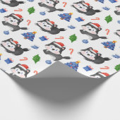 Gelukkig Husky Kerstpatroon Cadeaupapier (Hoek)