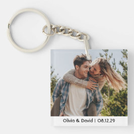 Gelukkig Huwelijk Koppel Foto Sleutelhanger