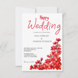 Gelukkig Huwelijk Romantisch Bloemstuk Bruiloft RSVP Kaartje