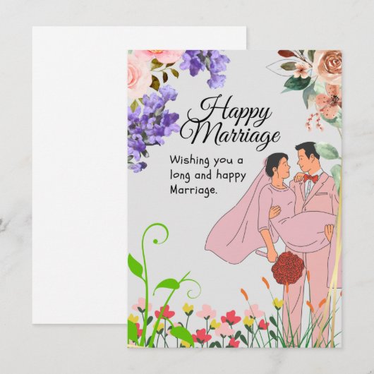 gelukkig Huwelijk Trouwkaart Kaart (Voorkant / Achterkant)