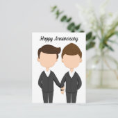 Gelukkig huwelijksjubileum homoseksueel mannenkopp briefkaart (Staand voorkant)
