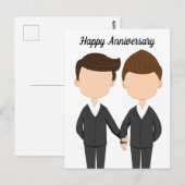Gelukkig huwelijksjubileum homoseksueel mannenkopp briefkaart (Voorkant / Achterkant)