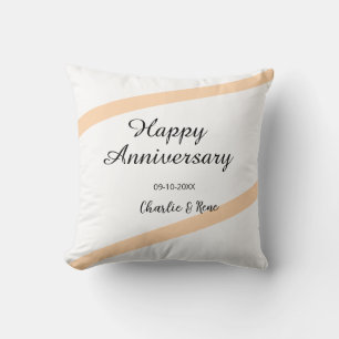 Gelukkig huwelijksjubileum oranje pastel lijnen na kussen