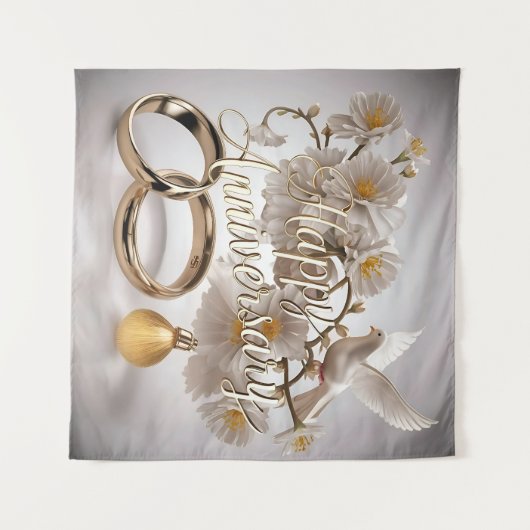 Gelukkig huwelijksjubileum  wandkleed (Voorkant (horizontaal))