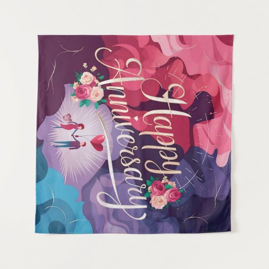 Gelukkig huwelijksjubileum wandkleed (Voorkant (horizontaal))