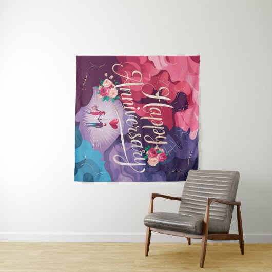 Gelukkig huwelijksjubileum wandkleed (In Situ (horizontaal))