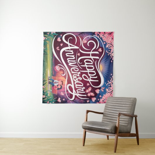 Gelukkig huwelijksjubileum wandkleed (In Situ (horizontaal))