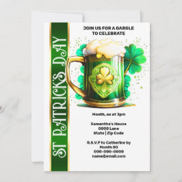 Gelukkig Iers bier shamrock klaver St. Patrick's D Kaart