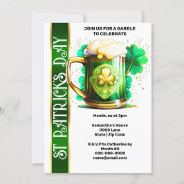Gelukkig Iers bier shamrock klaver St. Patrick's D Kaart