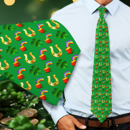 Gelukkig Iers pot goud hoefijzer Stropdas