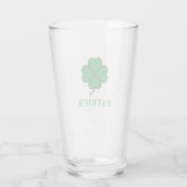 Gelukkig Iers Vier Groen Blad met Monogram Naam Glas (Achterkant)