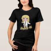 Gelukkig Ik Chibi-Anime Tri-Blend Shirt (Voorkant)