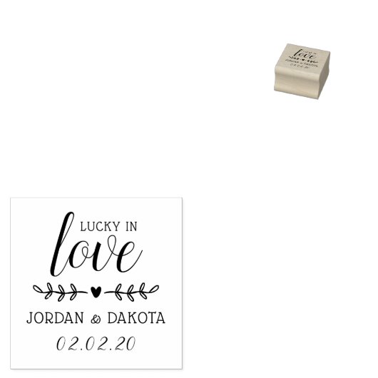Gelukkig in de liefde | Douanenamen & Datum Huweli Rubberstempel (Gestempeld)