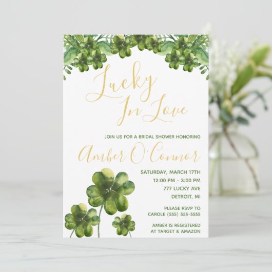 Gelukkig in de liefde! Four Leaf Clover Vrijgezell Kaart (Staand voorkant)