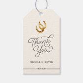 Gelukkig in de liefde | Rustieke Hoefijzers bruilo Cadeaulabel (Voorkant)