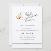 Gelukkig in de liefde | Rustieke Hoefijzers Bruilo Save The Date (Voorkant)