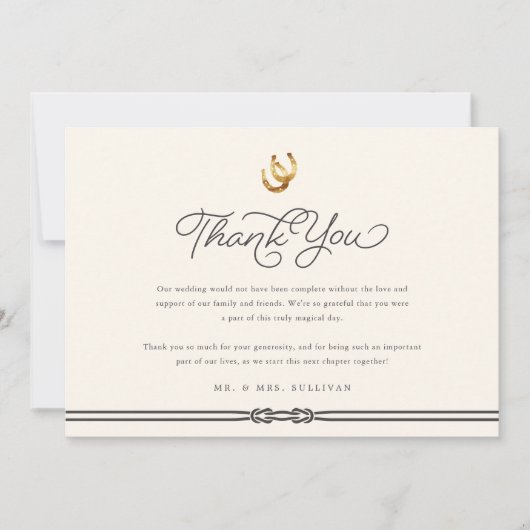 Gelukkig in de liefde | Rustieke Hoefijzers Trouwf Bedankkaart (Voorkant)