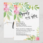 Gelukkig in het Huwelijk Calligrafie Waterverf Blo Kaart (Voorkant / Achterkant)