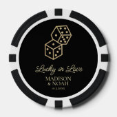 Gelukkig in liefde gouden dobbelstenen casino brui poker chips (Voorkant)