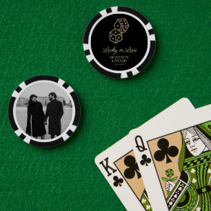 Gelukkig in liefde gouden dobbelstenen casino brui poker chips