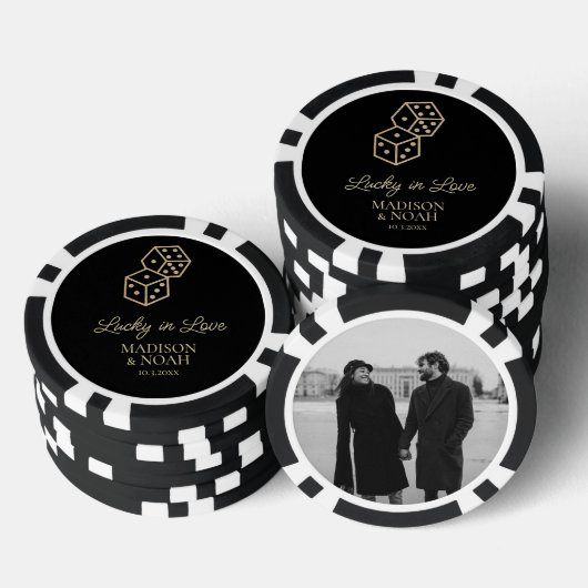 Gelukkig in liefde gouden dobbelstenen casino brui poker chips (Opstapeling)
