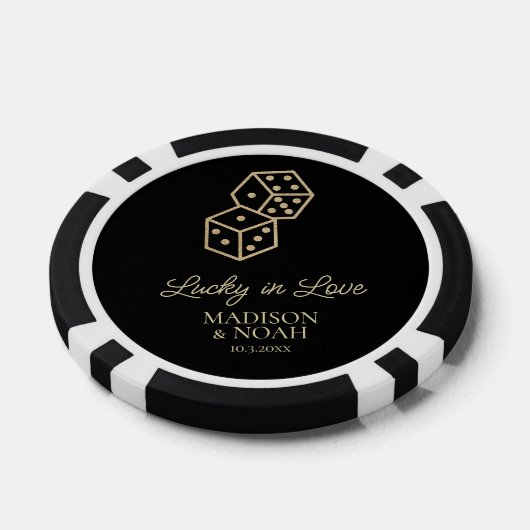 Gelukkig in liefde gouden dobbelstenen casino brui poker chips (Enkel)