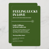 Gelukkig in liefde groen vier blad minimalistische kaart (Voorkant / Achterkant)