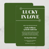 Gelukkig in Liefde Groene Vier Blad Moderne Bruilo Kaart (Voorkant / Achterkant)