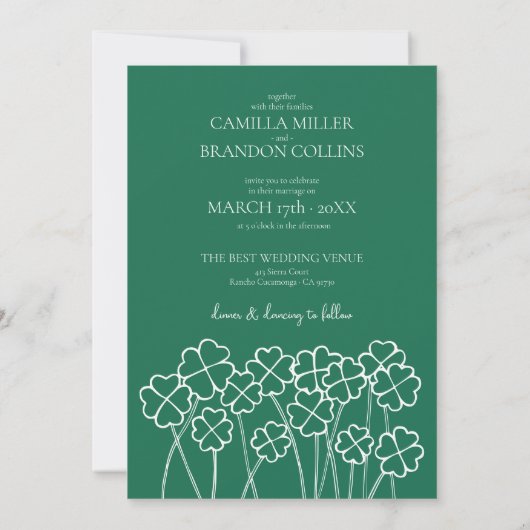 Gelukkig in liefde klaver smaragd groene bruiloft kaart (Achterkant)
