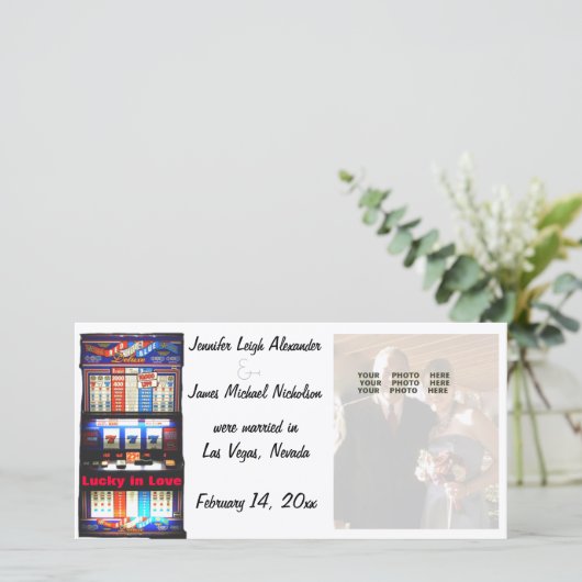 Gelukkig in liefde Las Vegas bruiloft aankondiging (Staand voorkant)