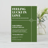 Gelukkig in Liefde Moderne Groene Bruiloft Kaart (Staand voorkant)