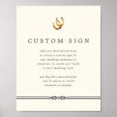 Gelukkig in Liefde Rustiek Hoefijzer Custom Trouwb Poster (Voorkant)