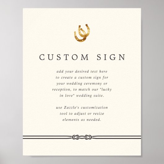 Gelukkig in Liefde Rustiek Hoefijzer Custom Trouwb Poster (Voorkant)