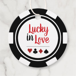 Gelukkig in liefde zwart wit poker chip bruiloft bedankjes labels