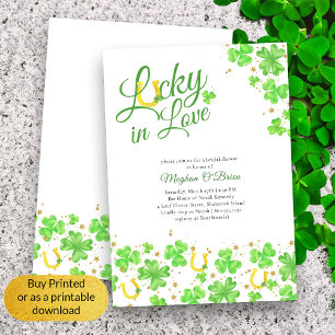 Gelukkig in Love Shamrock Elegante Bruidsuitnodigi Kaart