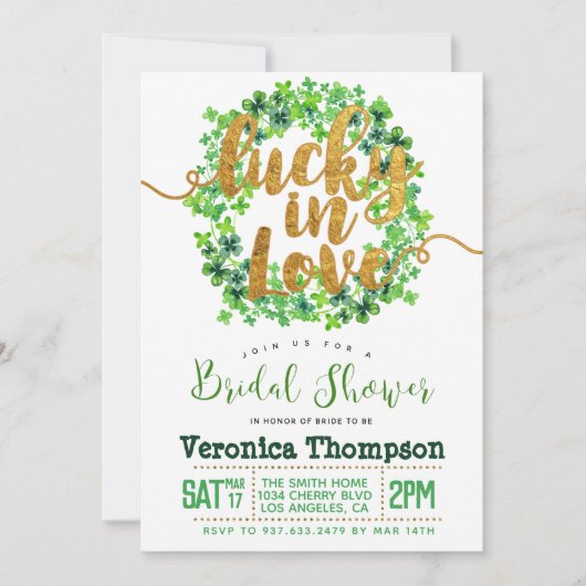 Gelukkig in Love St. Patrick's Day Bruiloftsfeest Kaart (Voorkant)