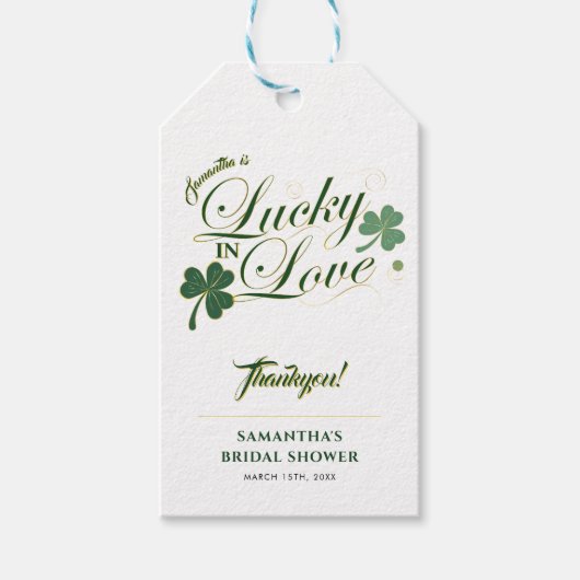 Gelukkig in Love St. Patrick's moderne bruidsuitno Cadeaulabel (Voorkant)