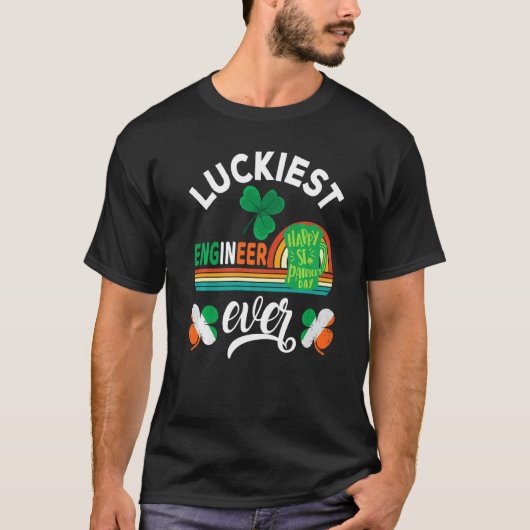 Gelukkig ingenieur ooit Shamrock St Patrick Day Fu T-shirt (Voorkant)