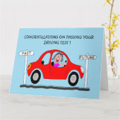 Gelukkig is de dame net geslaagd voor de rijexamka kaart (Gele Bloem)